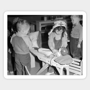 Little Nurse, 1943. Vintage Photo Magnet